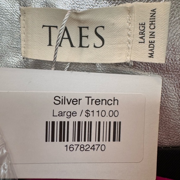 TAES Silver Trench Coat Size Large NWT - Picture 3 of 6